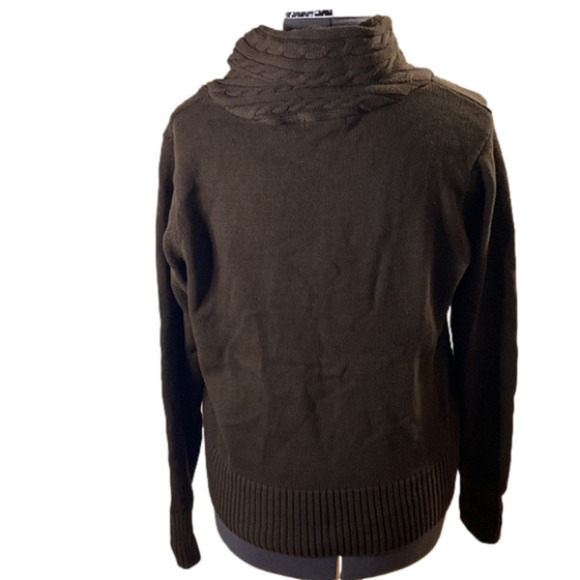 Jeanne Pierre Women’s Cotton Brown Cowl Neck Long Sleeve Sweater Ribbed Cuffs XL - Picture 2 of 8